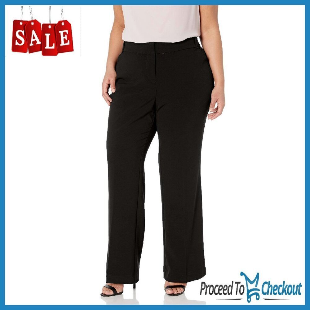 Plus Size Bistretch Flare Work Pants with Slimming Waistband